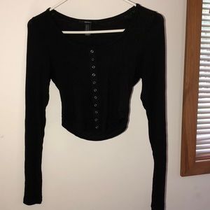 Forever 21 ribbed black long sleeved crop top